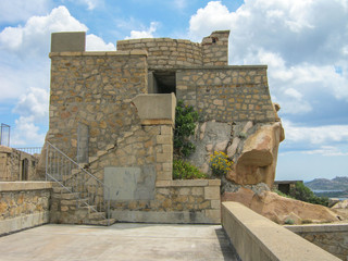 fortress located on the palau hills in sardinia with particular stairways and spectacular views over the city and the sea