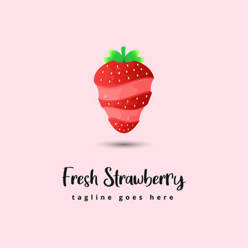 fresh strawberry logo illustration