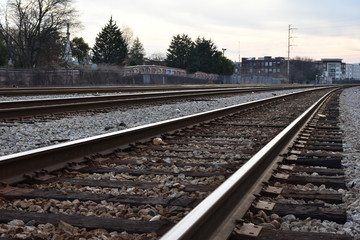 Fototapeta na wymiar Railroad tracks and landscape in Atlanta