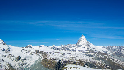 Beautiful panorama landscape view of winter snow mountain Matterhorn, Zermatt, Switzerland