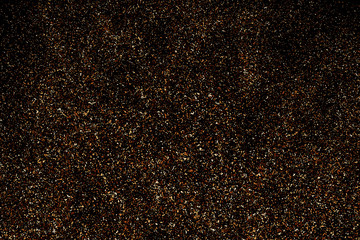 Coffee Color Grain Texture Isolated on Black Background. Chocolate Shades Confetti. Brown Particles. Digitally Generated Image. Vector Illustration, EPS 10.