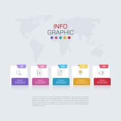 Business data visualization. Infographic element with icons and options or steps. Can be used for process, presentation, diagram, workflow layout, info graph, web design. Vector business template.