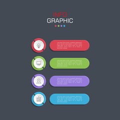 Business data visualization. Infographic element with icons and options or steps. Can be used for process, presentation, diagram, workflow layout, info graph, web design. Vector business template.