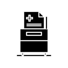 Medicine reports black icon, concept illustration, vector flat symbol, glyph sign.
