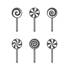 Set of lollipop candy outline icons. Vector illustration isolated on white background