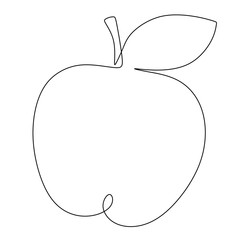 Apple in one continuous line. Vector illustration.