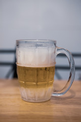 Bubbles and foam in a glass of beer