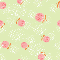 Red apples seamless pattern. Botanical print wallpaper.