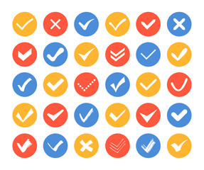 Check and cross marks icons - set of web elements