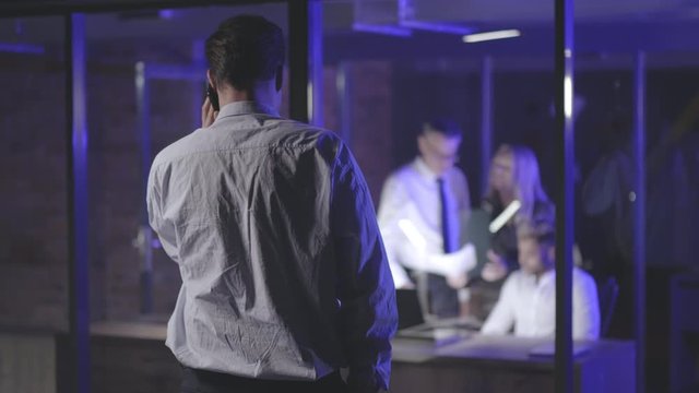 Group of business team in work late night shift in office