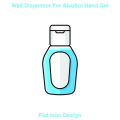 Hand wash. Hand sanitizer. Alcohol-based hand rub. Rubbing alcohol. Wall mounted soap dispenser. Wall hanging hand wash container. Protection from germs such as coronavirus (Covid-19) icon design