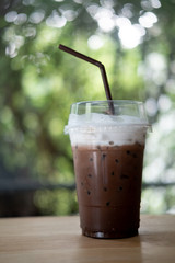 Iced coffee mocha with foam milk