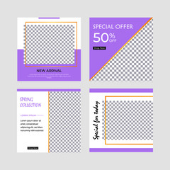 Set of minimal square social media banner template