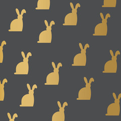 golden easter bunny background- vector illustration