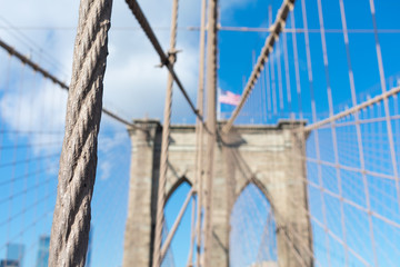 Closeup of a Cable on the Brooklyn Bridge in New York City