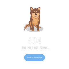 Vector funny template of error 404 with Shiba inu or Akita inu; on a white background. Cute and sad dog for an interesting cover in a site.