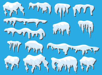 Snowdrifts of snow with shadows on a light blue background.  Vector illustration