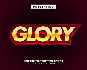 editable text effect - glory shiny metal style