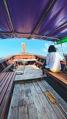 Travel by long tail boat At Krabi,