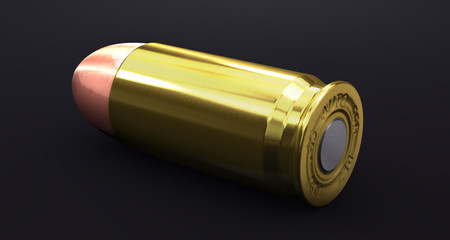 Single cartridge of a handgun - 3d illustration