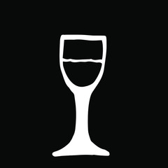  Vector illustration. Close-up of an abstract wine glass on a black background.