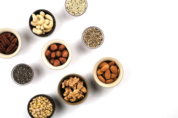 Nuts top view isolated