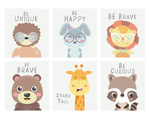 Obraz premium Set of animal posters.