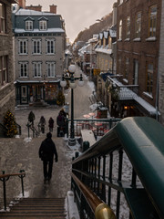 Fototapeta premium Escalier casse-cou, rue du petit Champlain, Québec