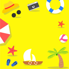 Fototapeta na wymiar Set of summer accessories. vector banner , template.