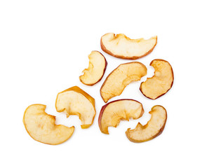 Dried sliced apples, fruit isolated on white background