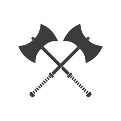 Crossed Axes Black Icon Vector Illustration.