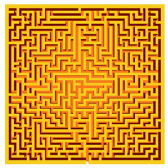 Orange-yellow Maze Texture Background, 3D Rendering labyrinth