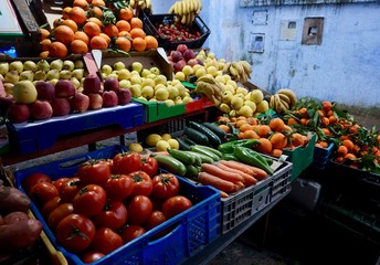 fruits and vegetables at night market