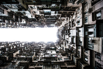 slum and old residental buildings in Honkong