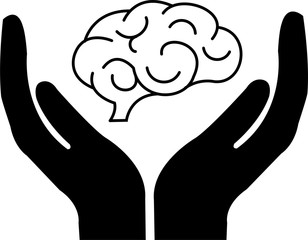 brain in hand. brain care icon vector isolated on white background