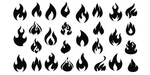 Obraz na płótnie Canvas Fire flames set icons vector illustration