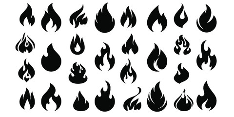 Fototapeta na wymiar Fire flames set icons vector illustration