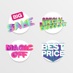 4 different colorful badge for advertising, vector illustration