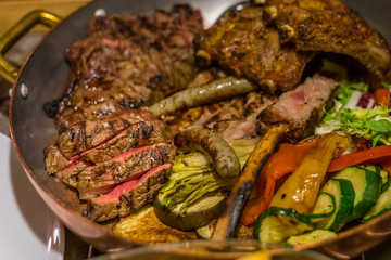 pan of mixed meats