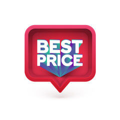 Colorful 'Best Price' text on a red speech bubble, vector illustration