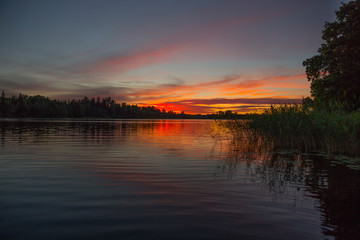 sunset over the lake