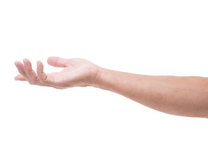 Asian man hand open on white background