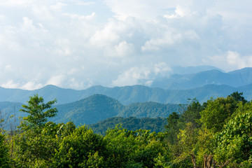 Top view landscape mountain and blue sky and beautiful clouds.