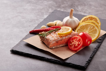 Grilled salmon with vegetables