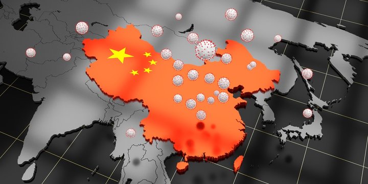Coronavirus/ Covid-19 epidemic outbreak spread - map - 3D illustration