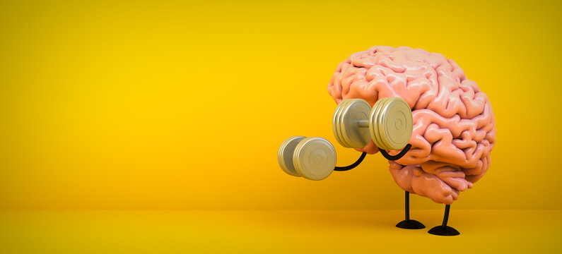 brain training on yellow background