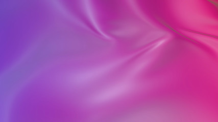 3D render beautiful folds of light silk with red blue gradient in full screen. Beautiful clean fabric background. Simple soft background with smooth folds like waves on a liquid surface.