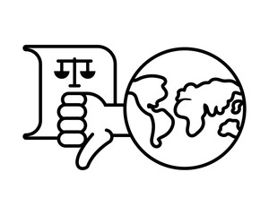 planet earth with protest icons on white background