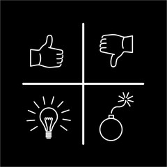 Fototapeta premium Conceptual vector swot analysis icon | modern flat design marketing and business linear illustration and infographic concept white on black background