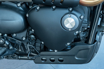 Closeup of motorcycle engine